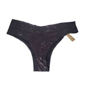 SKIMS Metallic Black Sheer Cheeky Panties Womens Sz 3x Logo Stretch Curvy Sexy